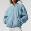 Premier-bomberjack van imitatieleer - Celestial Blue