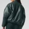 Premier-bomberjack van imitatieleer - Charcoal Green