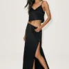 Radiance lange rok met lage taille van zijden mix - Zwart
