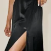 Radiance lange rok met lage taille van zijden mix - Zwart