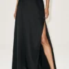 Radiance lange rok met lage taille van zijden mix - Zwart
