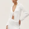 Radiance-top met lange mouwen van zijden mix - Wit