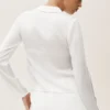 Radiance-top met lange mouwen van zijden mix - Wit