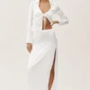 Radiance-top met lange mouwen van zijden mix - Wit