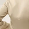 Radiance-top met lange mouwen van zijden mix - zandbeige
