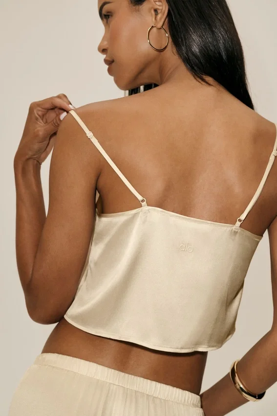 Radiance-top van zijden mix - Sandy Beige