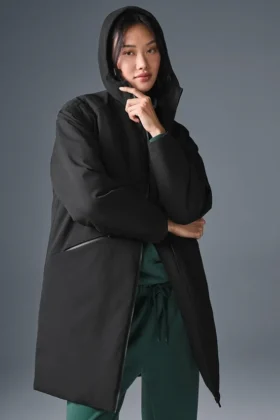 Rain or Shine Puffer lange jas - Zwart
