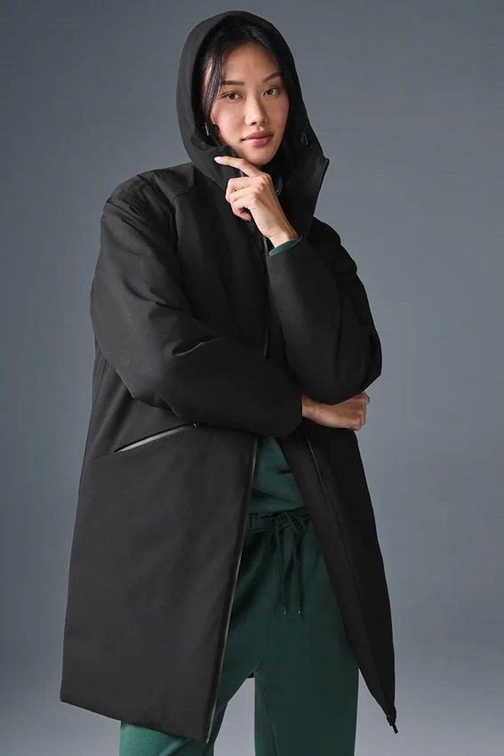 Rain or Shine Puffer lange jas - Zwart