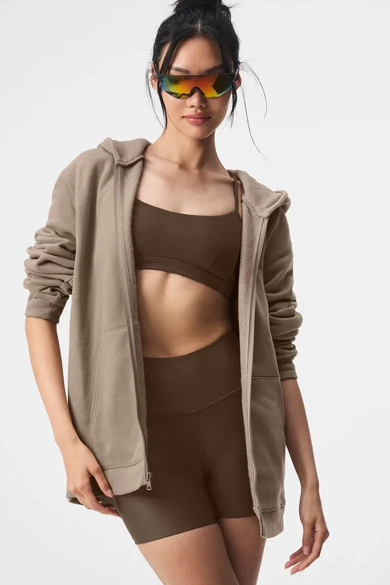 Renown hoodie met doorlopende rits - Gravel
