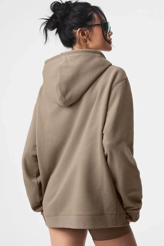 Renown hoodie met doorlopende rits - Gravel