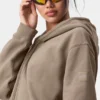 Renown hoodie met doorlopende rits - Gravel