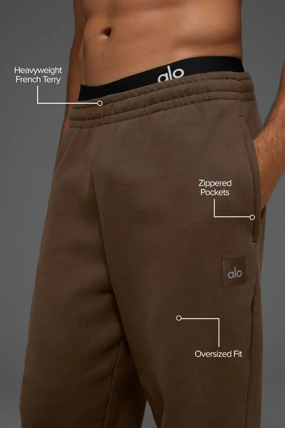 Renown joggingbroek met omgeslagen boorden – zwaar gewicht – Espresso