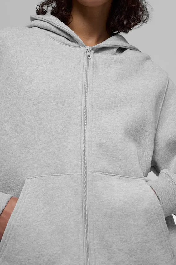 Renown zware Hoodie met doorlopende rits - Athletic Heather Grey