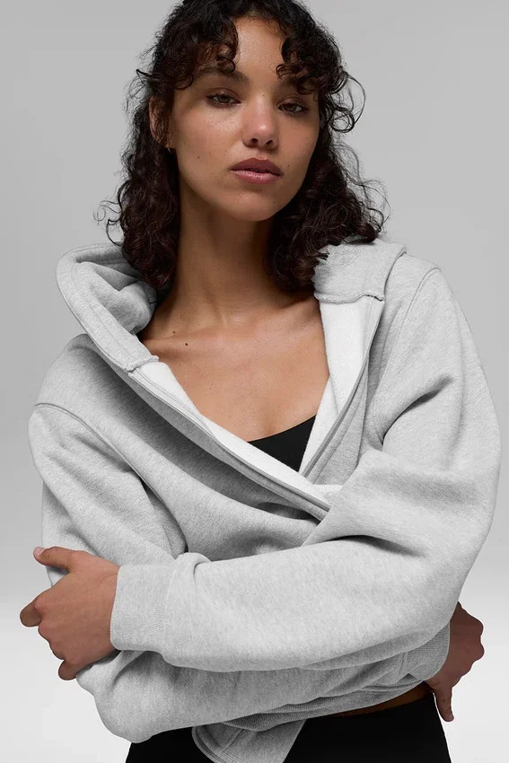 Renown zware Hoodie met doorlopende rits - Athletic Heather Grey