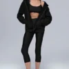 Renown zware Hoodie met volledige rits - Zwart