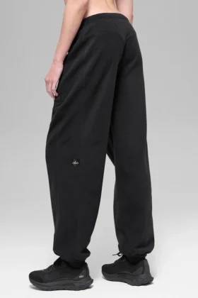 Retreat-jogger met High-Waist-taille van polar fleece – Zwart