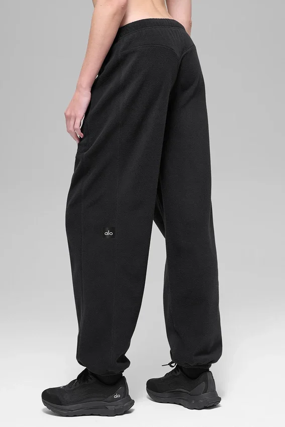 Retreat-jogger met High-Waist-taille van polar fleece – Zwart