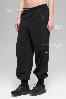 Retreat-jogger met High-Waist-taille van polar fleece – Zwart