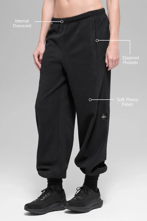 Retreat-jogger met High-Waist-taille van polar fleece – Zwart