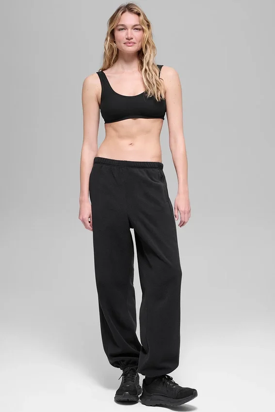 Retreat-jogger met High-Waist-taille van polar fleece – Zwart
