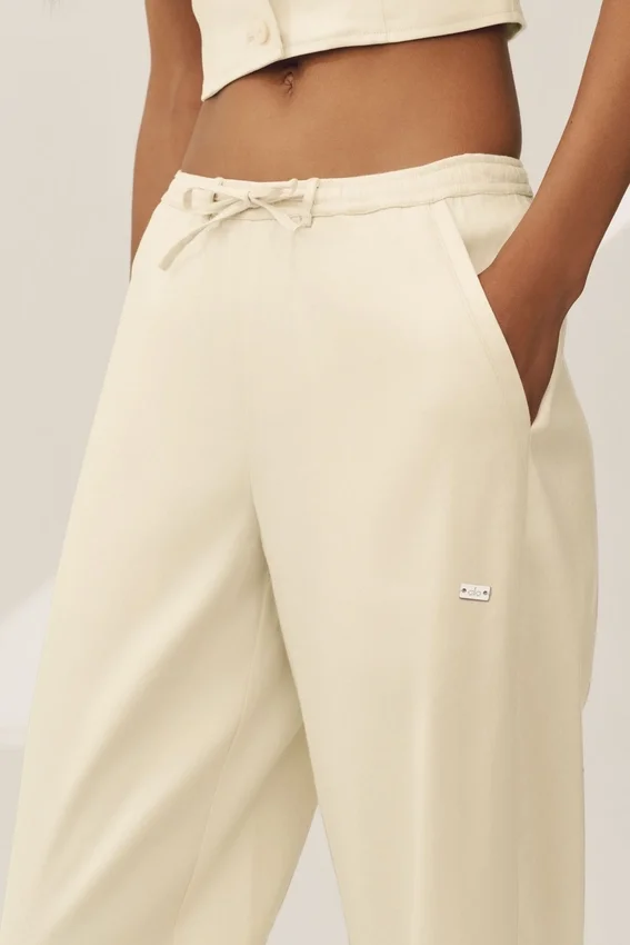 Riviera-broek met wijde pijpen van linnenmix - Sandy Beige