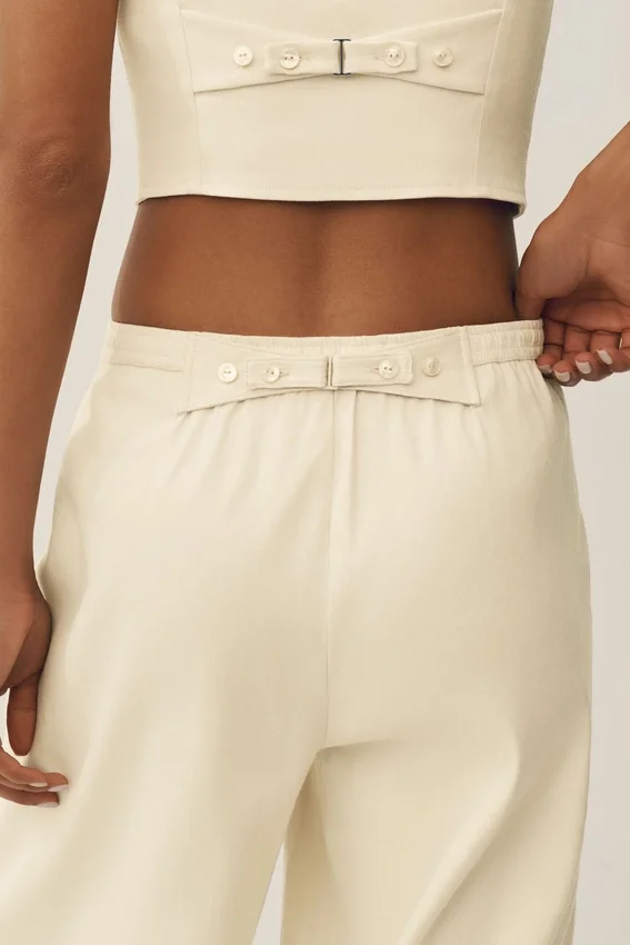 Riviera-broek met wijde pijpen van linnenmix - Sandy Beige