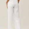 Riviera-broek met wijde pijpen van linnenmix - Wit