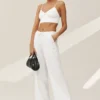 Riviera-broek met wijde pijpen van linnenmix - Wit