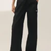 Riviera-broek met wijde pijpen van linnenmix – Zwart