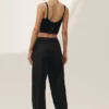 Riviera-broek met wijde pijpen van linnenmix – Zwart