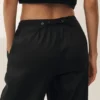 Riviera-broek met wijde pijpen van linnenmix – Zwart