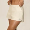 Riviera-korte broek met lage taille van linnenmix – zandbeige