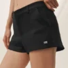 Riviera-korte broek met lage taille van linnenmix – Zwart