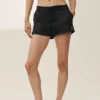 Riviera-korte broek met lage taille van linnenmix – Zwart