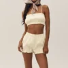Riviera-korte broek van linnenmix – zandbeige