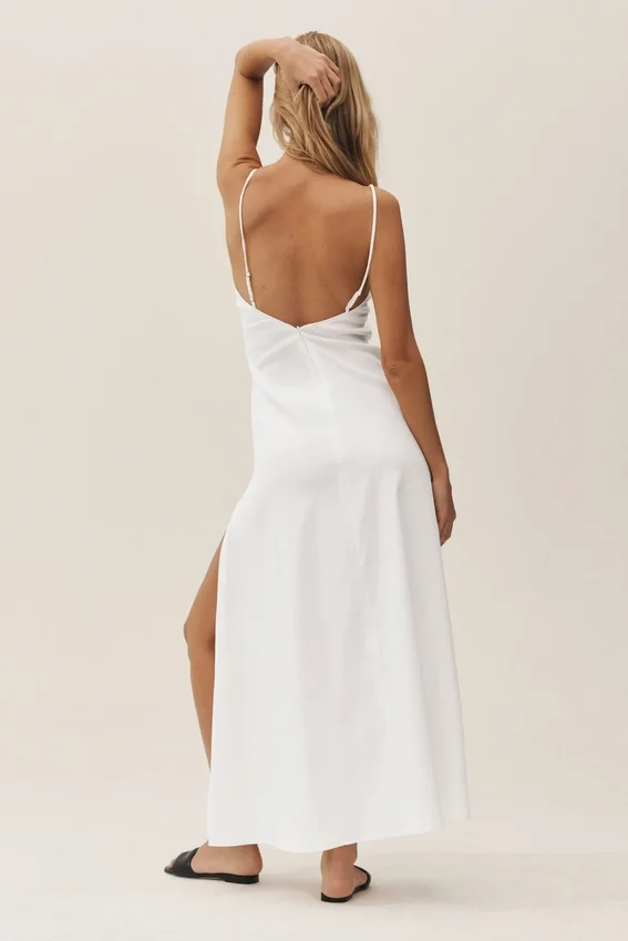 Riviera maxi-jurk van linnenmix – Wit