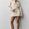 Scholar gebreid cropped jack met doorlopende rits – Oatmeal Heather