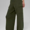Scholar gebreide High-Waist cargobroek - olijfgroen