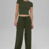 Scholar gebreide High-Waist cargobroek - olijfgroen