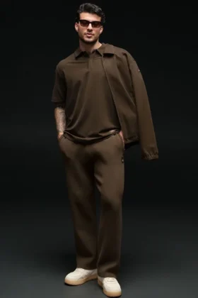 Scholar joggingbroek met rechte pijpen - Espresso
