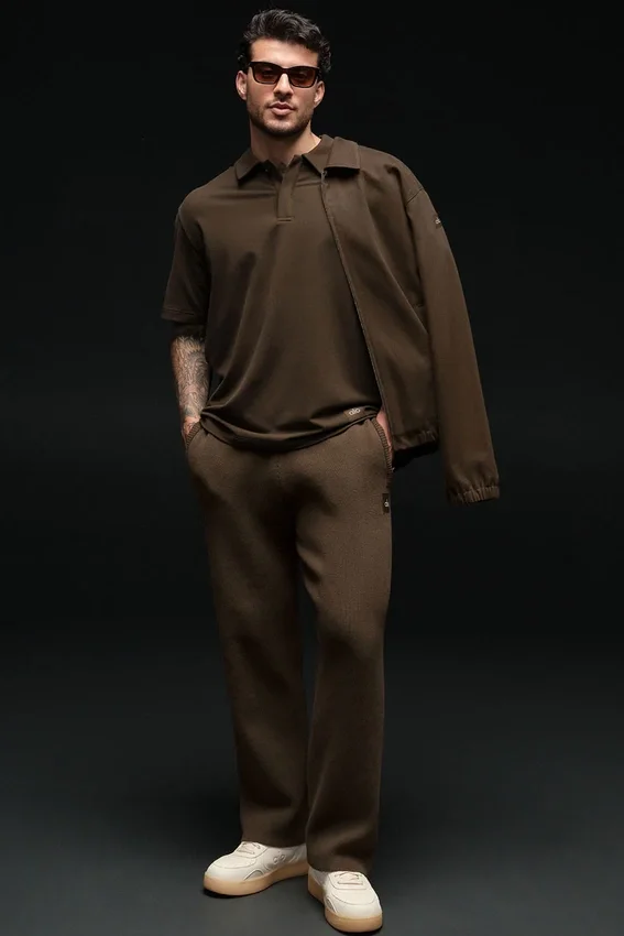 Scholar joggingbroek met rechte pijpen - Espresso
