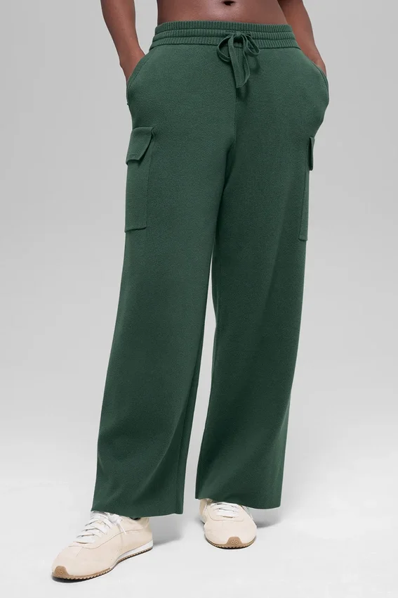 Scholar Knit High-Waist cargo broek - Clover Green