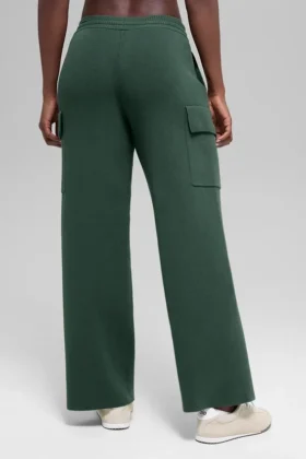 Scholar Knit High-Waist cargo broek – Clover Green