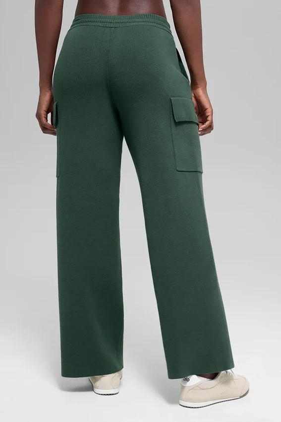 Scholar Knit High-Waist cargo broek - Clover Green