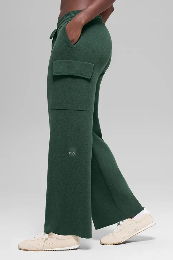 Scholar Knit High-Waist cargo broek - Clover Green