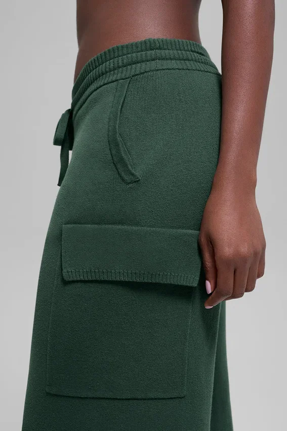 Scholar Knit High-Waist cargo broek - Clover Green