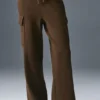 Scholar Knit High-Waist cargo broek - Espresso