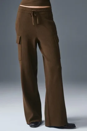 Scholar Knit High-Waist cargo broek - Espresso