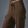 Scholar Knit High-Waist cargo broek - Espresso