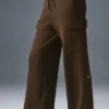 Scholar Knit High-Waist cargo broek - Espresso